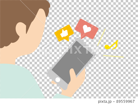 一個為智能手機瘋狂的男人的插圖 89559967