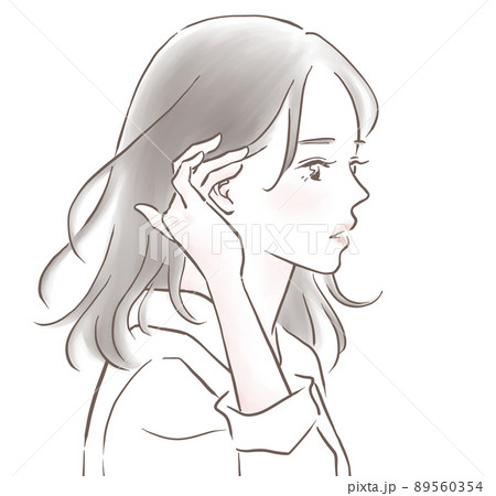 髪をかきあげる女性のイラスト素材のイラスト素材