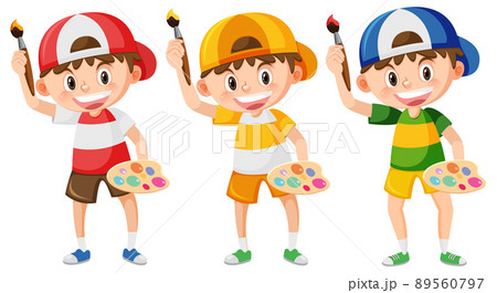 Cute boy painting on canvas 89560797