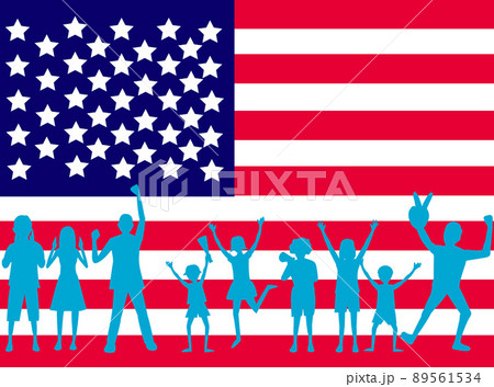 アメリカを応援している人々のイラスト素材です。 アメリカを応援している人々のイラスト素材です。 89561534