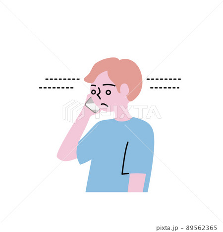 スマホで不審者からの無言電話を受ける男性のイラスト スマホで不審者からの無言電話を受ける男性のイラスト 89562365