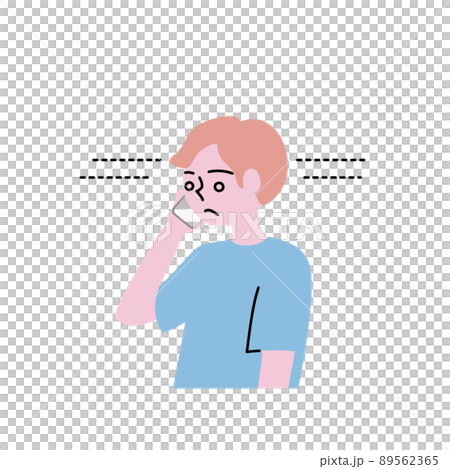 スマホで不審者からの無言電話を受ける男性のイラスト スマホで不審者からの無言電話を受ける男性のイラスト 89562365