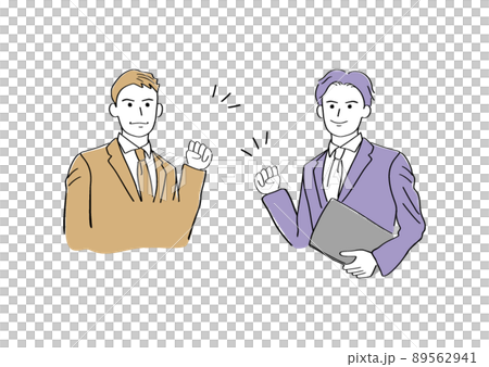 Illustration of two men in a suit and guts pose Illustration of two men in a suit and guts pose 89562941