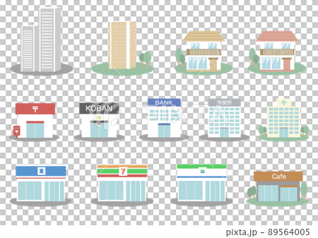 建物のイラストアイコン素材セット 建物のイラストアイコン素材セット 89564005