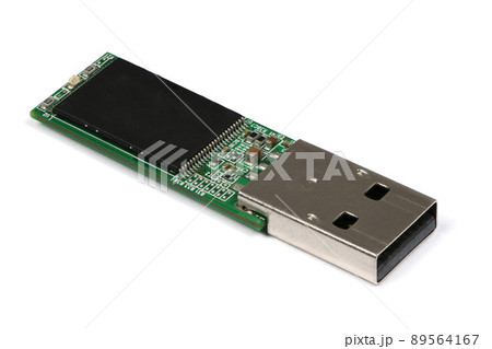 Disassembled flash drive on a white background. 89564167