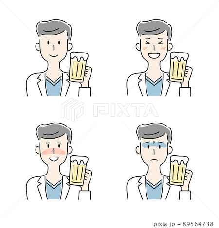 手描き風・ビールを飲む男性のベクターイラストセット 手描き風・ビールを飲む男性のベクターイラストセット 89564738