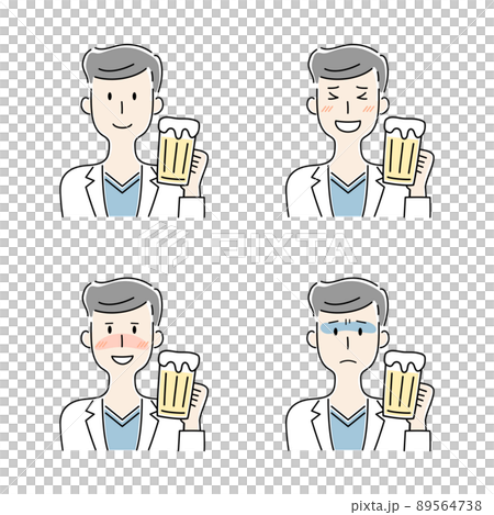 手描き風・ビールを飲む男性のベクターイラストセット 手描き風・ビールを飲む男性のベクターイラストセット 89564738