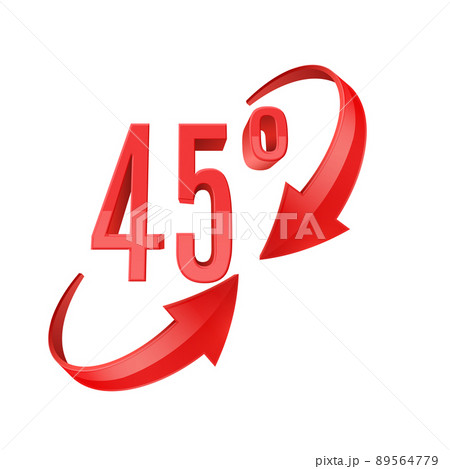 Red glossy 3D curve arrows and 45 degrees sing Red glossy 3D curve arrows and 45 degrees sing 89564779