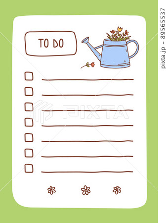 To do list template decorated by spring flowers in a watering can To do list template decorated by spring flowers in a watering can 89565537