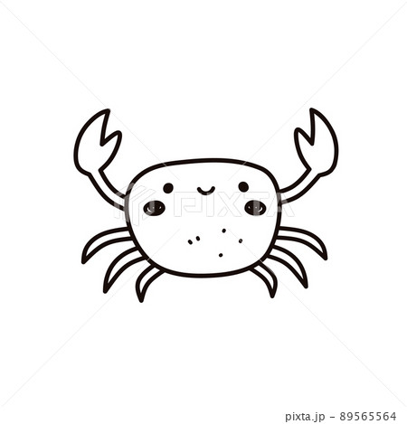 Cute smiling crab with claws isolated on white background 89565564