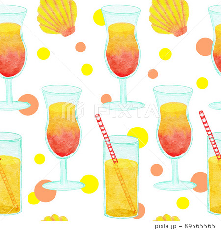 Watercolor hand drawn seamless pattern with beach vibe holiday summer vacation. Sea ocean nautical elements swimwear swimsuit flamingo palm tropical hawaii design. Ice cream bag hat. Watercolor hand drawn seamless pattern with beach vibe holiday summer vacation. Sea ocean nautical elements swimwear swimsuit flamingo palm tropical hawaii design. Ice cream bag hat. 89565565
