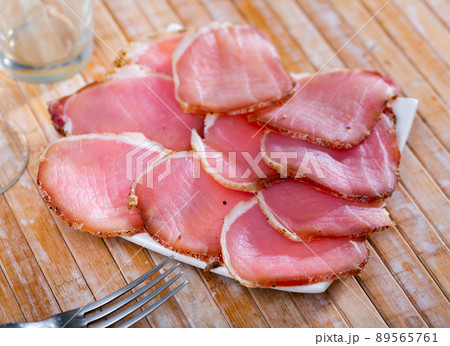 Thinly sliced cured pork sirloin meat 89565761