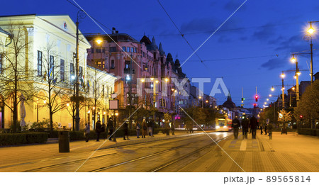 Twilight image with Debrecen streets Twilight image with Debrecen streets 89565814