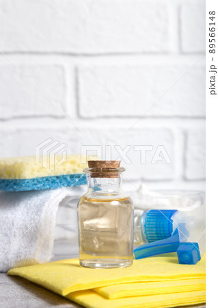 Apple cider vinegar and soda. Cheap household cleaner 89566148