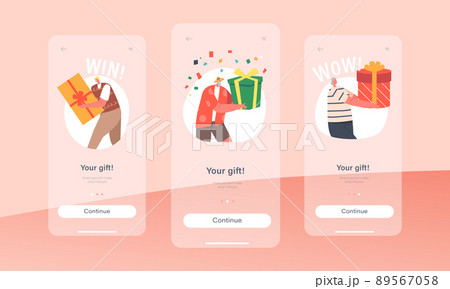 Senior People with Gifts Mobile App Page Onboard Screen Template. Old Male, Female Characters Celebrate Holidays, Bonus 89567058