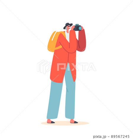 Old Woman Travel, Foreign Journey, Senior Tourist Female Character Visiting Sightseeing Making Pictures on Photo Camera 89567245