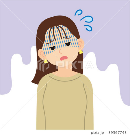 疲れたスウェットを着た女性_線なし 疲れたスウェットを着た女性_線なし 89567743