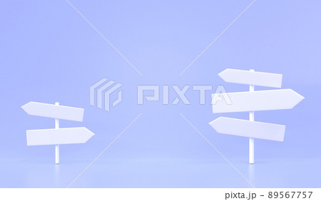 White arrow signs, direction signboards, pointers for choice way. Realistic set of blank traffic signpost on pastel blue background. Travel destinations options, navigation banners for road, 3d render White arrow signs, direction signboards, pointers for choice way. Realistic set of blank traffic signpost on pastel blue background. Travel destinations options, navigation banners for road, 3d render 89567757