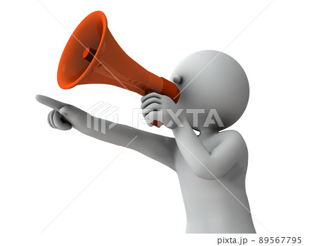 ハンドマイクで激励するキャラクター。 89567795