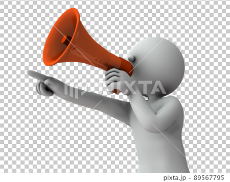 ハンドマイクで激励するキャラクター。 89567795