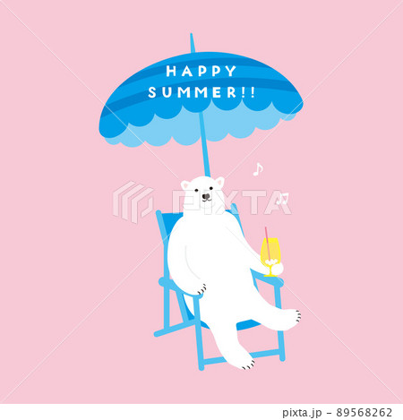 夏イラスト2022(ビーチチェアのシロクマ)文字ありベク 夏イラスト2022(ビーチチェアのシロクマ)文字ありベク 89568262