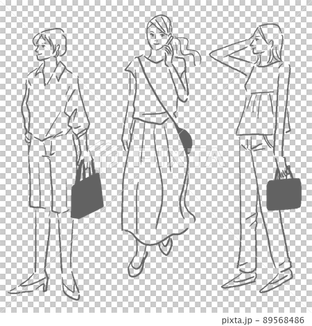 Fashion illustration women fashionable line art 89568486