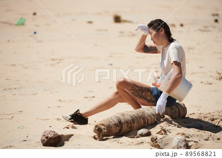 Tired Volunteer Resting 89568821