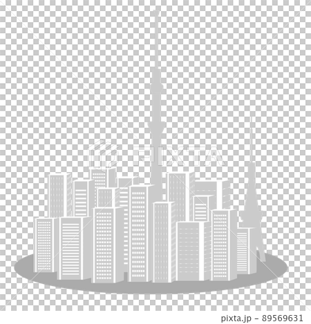 東京のビル街のシルエットイラストのイラスト素材