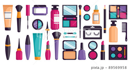 Makeup cosmetic. Beauty women art fashion accessories. Vector art isolated make up cosmetic products beauties girl 89569958