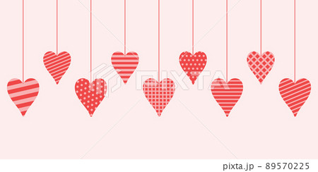 red pattern hanging hearts on white background 89570225