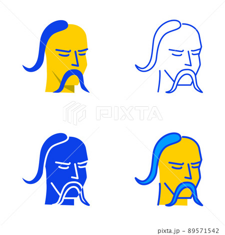 Ukrainian kozak icon set in flat and line style Ukrainian kozak icon set in flat and line style 89571542