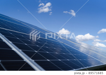 Solar panel on blue sky background 89571685