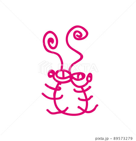 Handwritten cockroach, Hand drawn insect icon. Sketch, red Felt-tip pen drawing. Marker. Vector. 89573279
