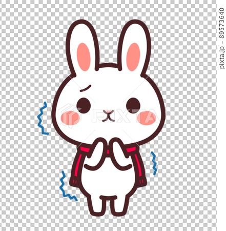 寒がる兎のかわいいキャラクター イラスト 寒がる兎のかわいいキャラクター イラスト 89573640