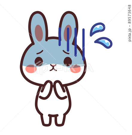 青ざめる兎のかわいいキャラクター　イラスト 89573648