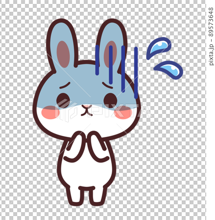 青ざめる兎のかわいいキャラクター　イラスト 89573648