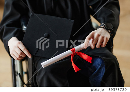 Man with Disability Graduating College Closeup 89573729