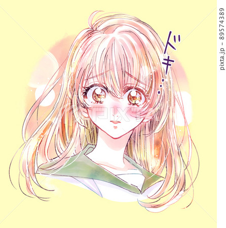 恋するセーラー服の女子学生　文字　漫画表現 89574389