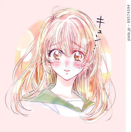 恋するセーラー服の女子学生　文字　漫画表現 89574394