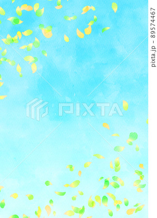 背景素材_水彩_花吹雪_黄緑 89574467