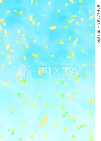 背景素材_水彩_花吹雪_黄緑 89574469