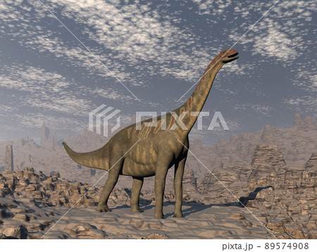 Jobaria dinosaur in the desert - 3D render 89574908