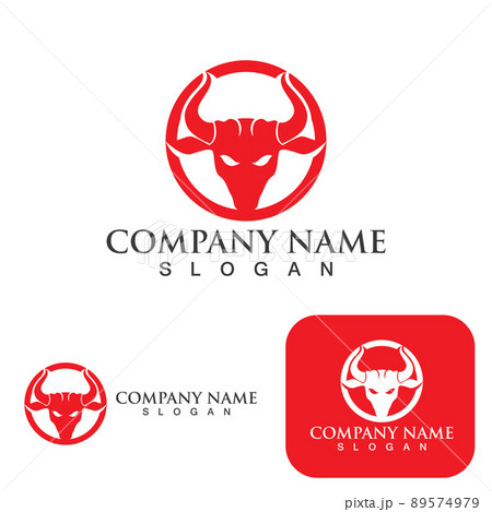 Bull head horn red logo animal vector 89574979