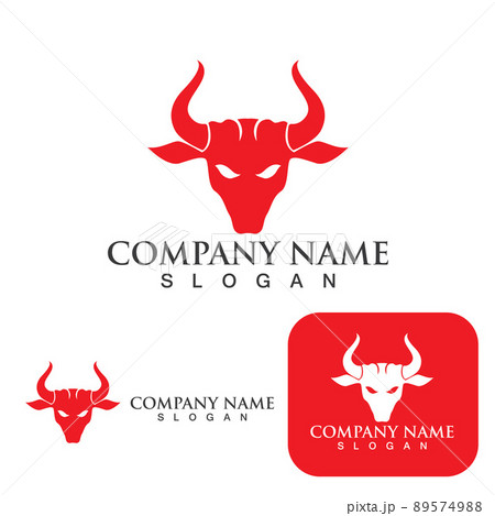 Bull head horn red logo animal vector Bull head horn red logo animal vector 89574988