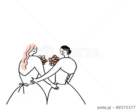 レズビアンカップルの結婚式、テキストなし（横、左配置） 89575377