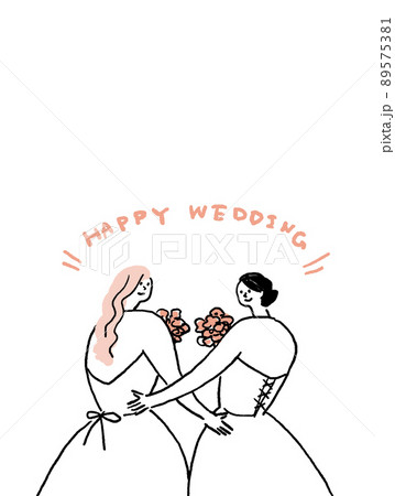 レズビアンカップルの結婚式、テキストあり（縦） 89575381
