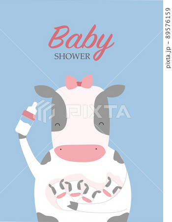 Design for baby shower invitations cards.Cute animal,poster,greeting,template,cow,Vector illustrations. Design for baby shower invitations cards.Cute animal,poster,greeting,template,cow,Vector illustrations. 89576159