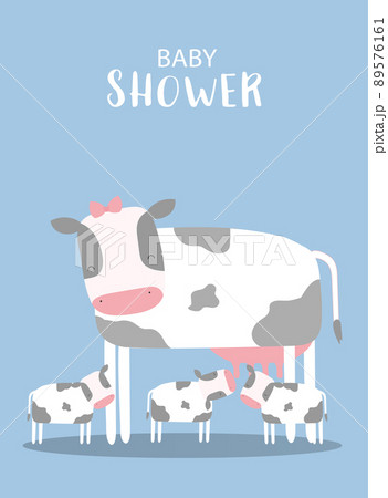 Design for baby shower invitations cards.Cute animal,poster,greeting,template,cow,Vector illustrations. Design for baby shower invitations cards.Cute animal,poster,greeting,template,cow,Vector illustrations. 89576161