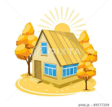 Autumn landscape. House surrounded by trees 89577209