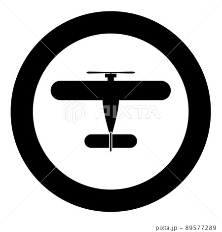 Propelier aircraft retro vintage small plane single engine icon in circle round black color vector illustration image solid outline style Propelier aircraft retro vintage small plane single engine icon in circle round black color vector illustration image solid outline style 89577289